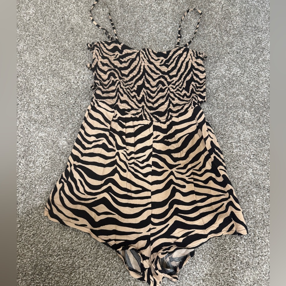 J for Justify Black and Tan Zebra Romper